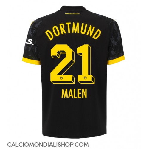 Maglie da calcio Borussia Dortmund Donyell Malen #21 Seconda Maglia 2023-24 Manica Corta